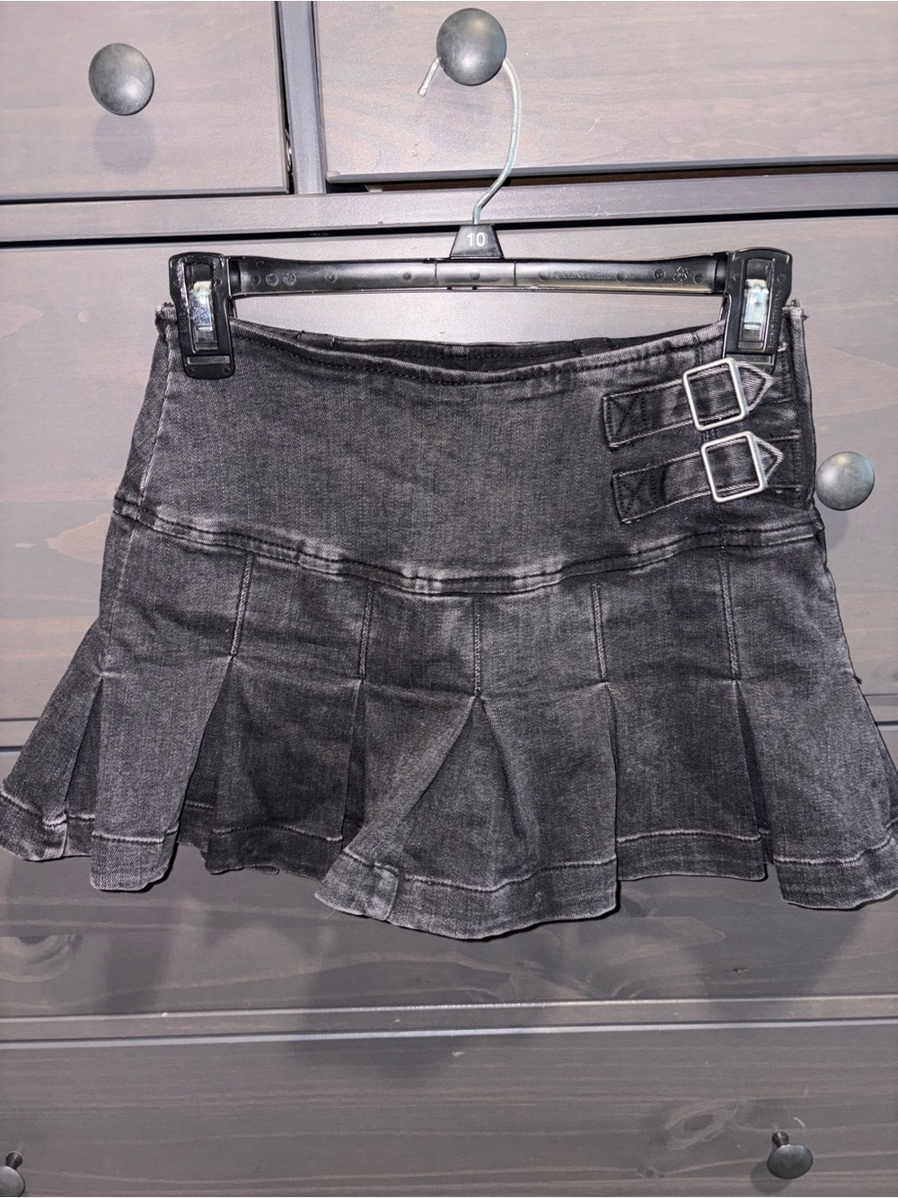 wild fable Black Washed Pleated Mini Skirt with Buckle Straps